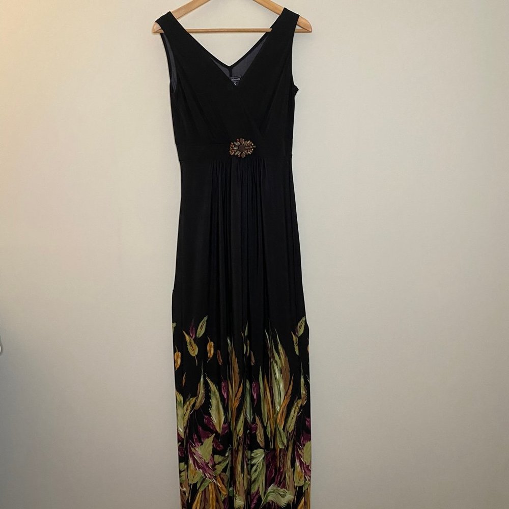 JESSICA HOWARD BEADED AND FLORAL MAXI DRESS SIZE S